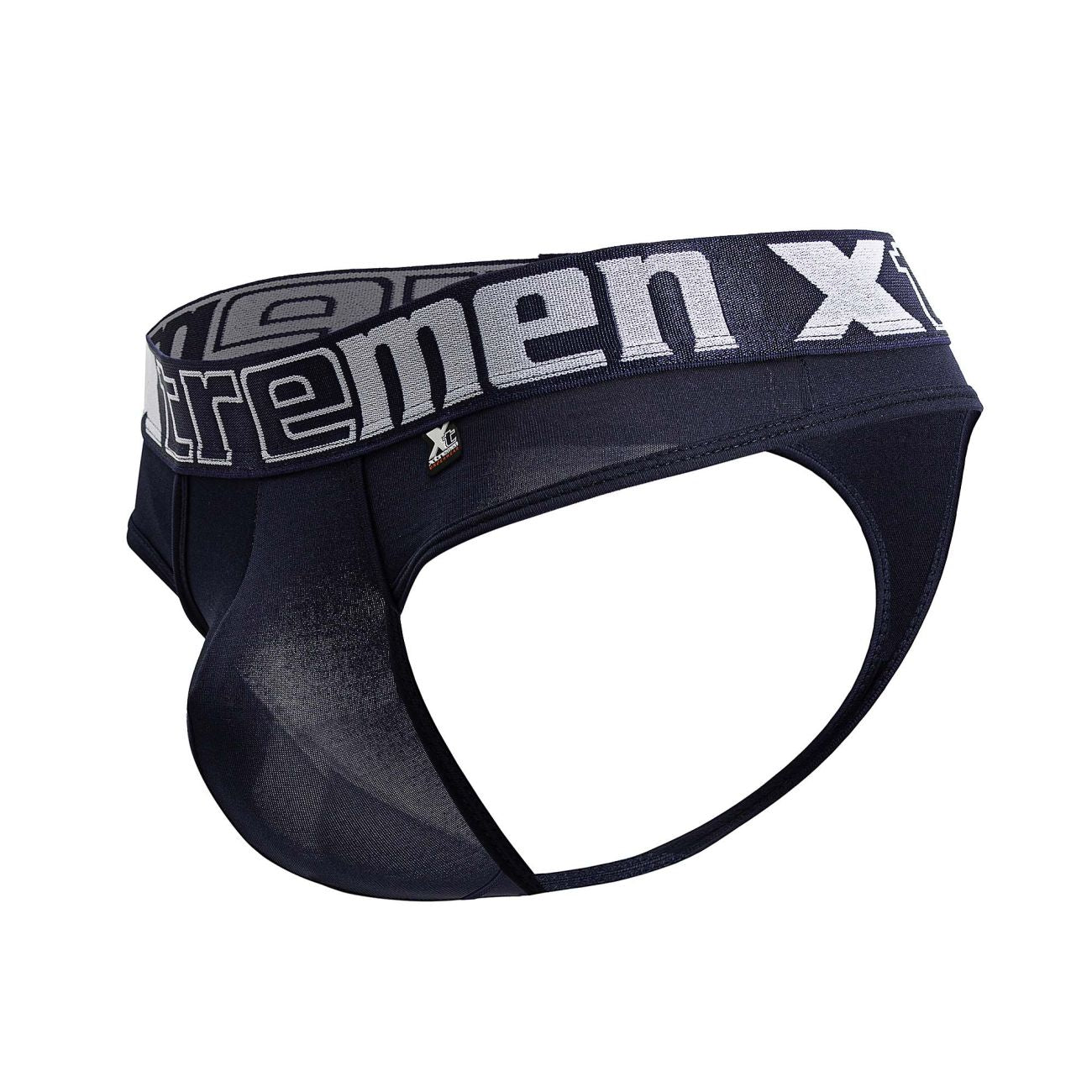 Navy xtremen 91208b microfiber thongs with gray and white xtremen x logo waistband for men