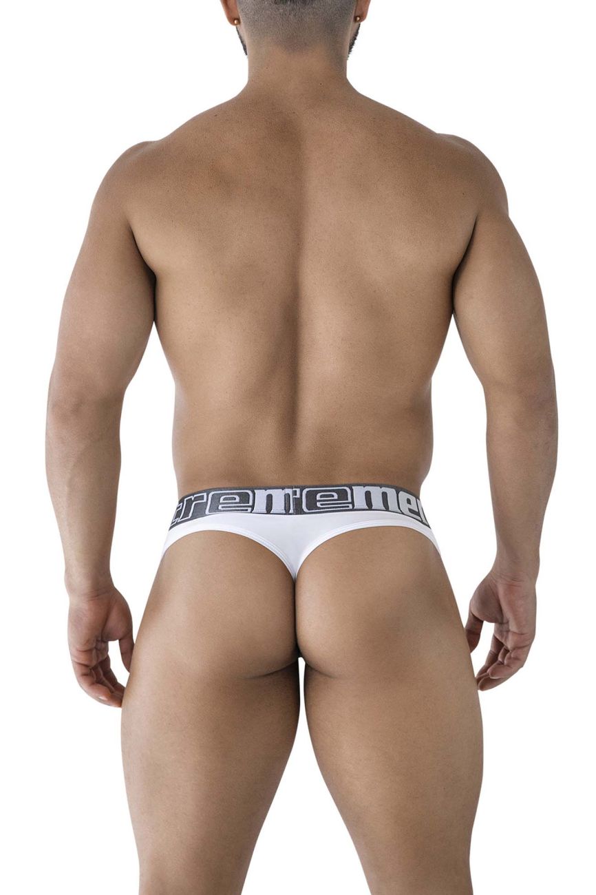 White xtremen 91208b microfiber briefs with gray elastic waistband and black xtreme logo detailing