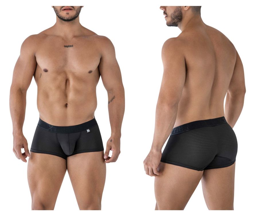 Black xtremen 91209b microfiber trunks with textured waistband and subtle logo on the side