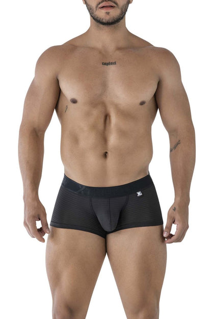 Black xtremen 91209b microfiber trunks with contoured pouch elastic waistband and small white front logo