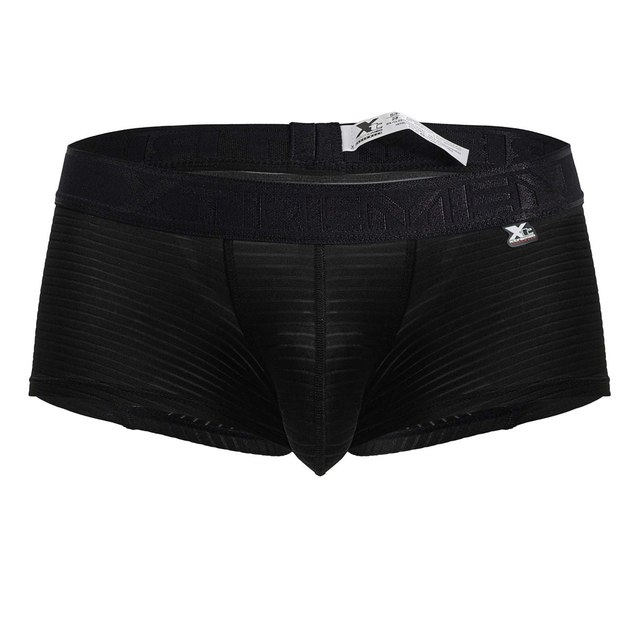 Black xtremen 91209b microfiber trunks with ribbed fabric and elastic waistband featuring the brand logo