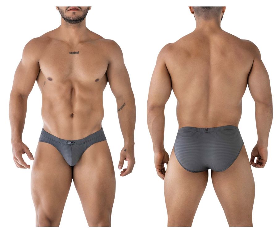 Gray xtremen 91210b microfiber briefs with a subtle ribbed pattern and small brand logo on the front