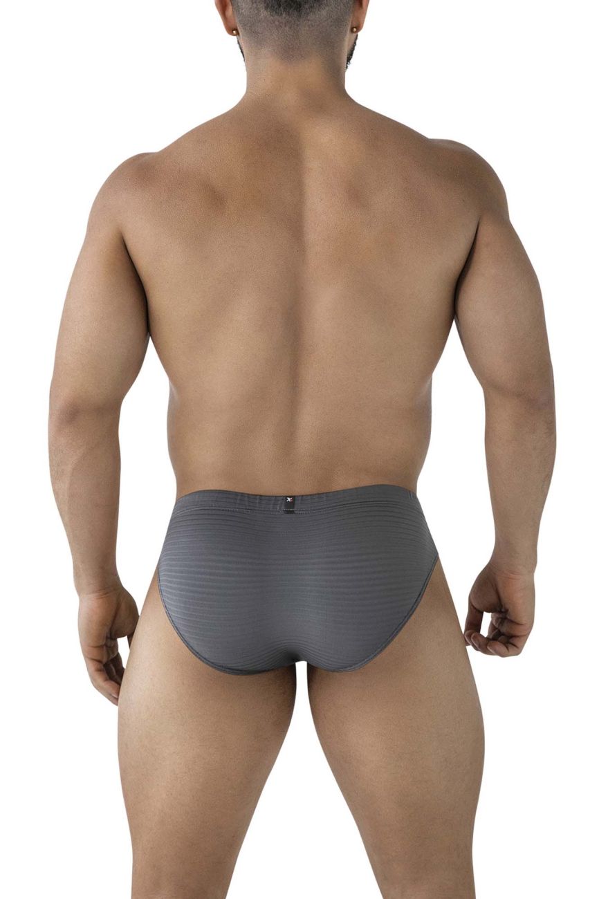 Gray xtremen 91210b microfiber briefs with a subtle ribbed pattern and small black logo on the waistband