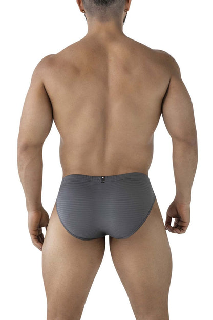 Gray xtremen 91210b microfiber briefs with a subtle ribbed pattern and small black logo on the waistband