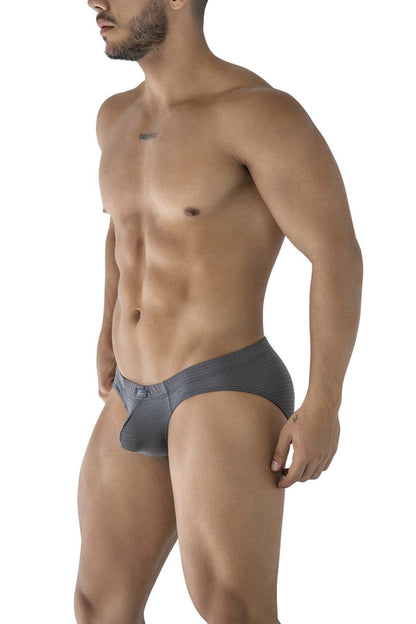 Xtremen 91210b gray microfiber men’s briefs with contoured design and subtle stitching details
