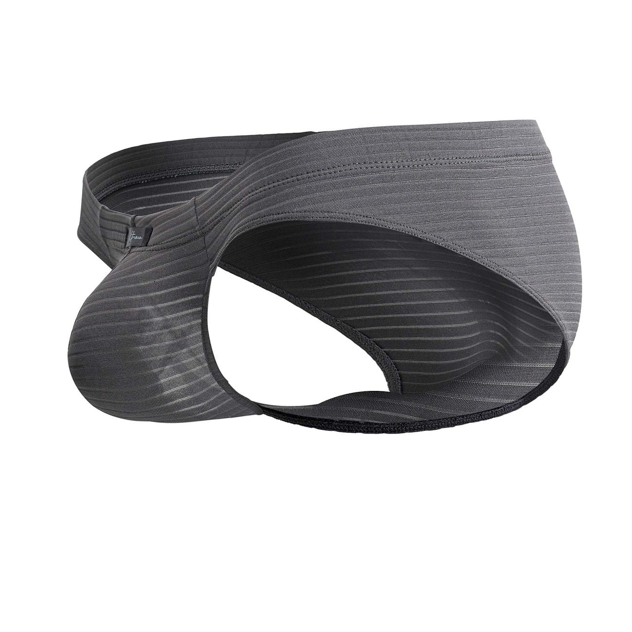 Xtremen 91210b microfiber gray men’s briefs with gray stripes contoured design and black trim