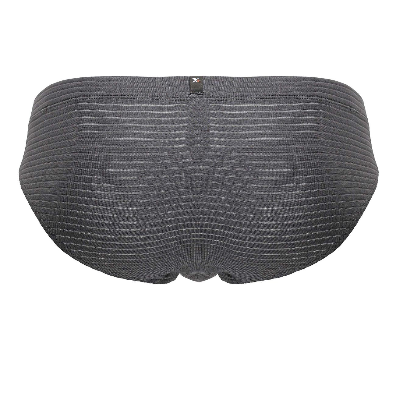 Dark gray xtremen 91210b microfiber briefs with subtle horizontal ribbing and a black brand tag at the waistband