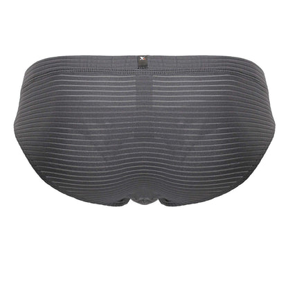 Dark gray xtremen 91210b microfiber briefs with subtle horizontal ribbing and a black brand tag at the waistband