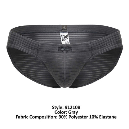 Gray striped men’s briefs xtremen 91210b made of 90% polyester and 10% elastane microfiber material