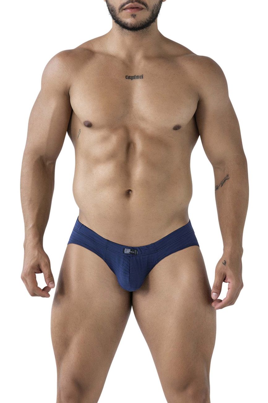 Navy blue Xtremen 91210B microfiber men’s briefs with a subtle logo on the front for comfortable support