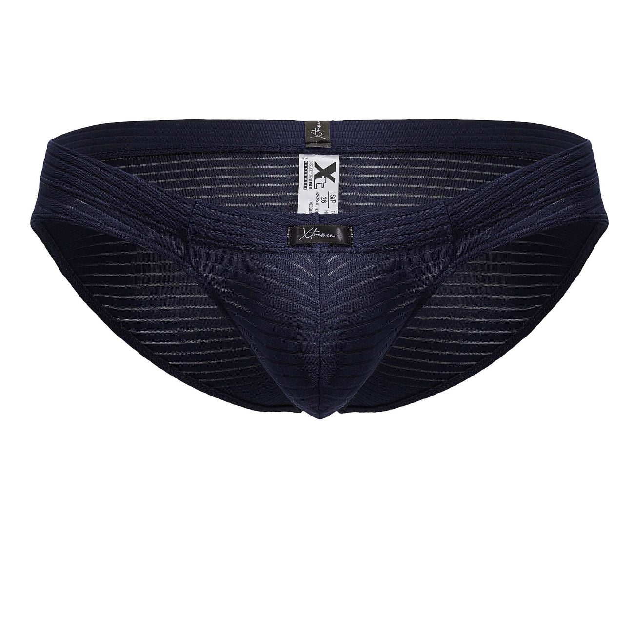 Navy blue xtremen 91210b microfiber briefs for men with striped texture and branded tags