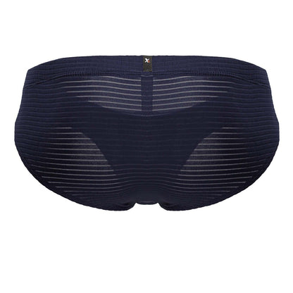 Dark navy blue xtremen 91210b microfiber briefs for men with subtle horizontal ribbed texture and black brand tag at waistband