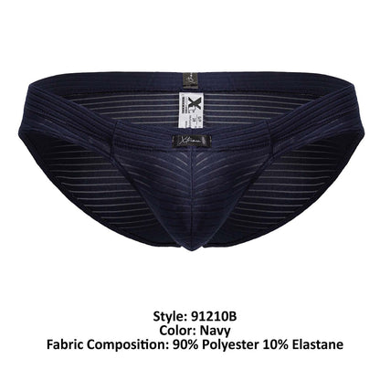 Navy xtremen 91210b microfiber briefs for men with subtle horizontal stripes and branded waistband label