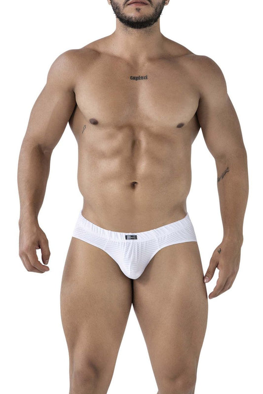 White xtremen 91210b microfiber briefs with a subtle textured pattern and small logo on the waistband