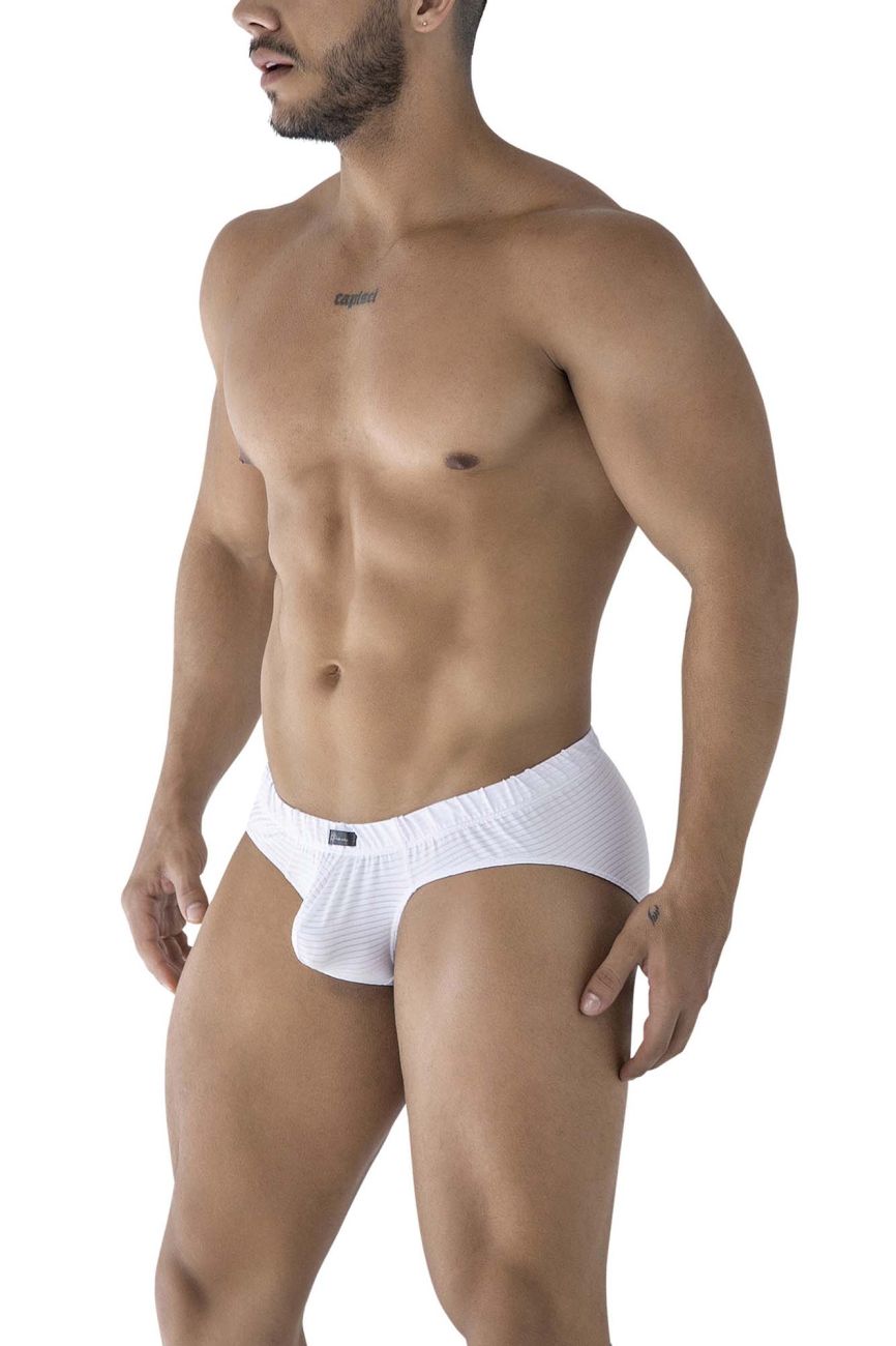 Xtremen 91210B microfiber briefs in white with a subtle textured pattern and elastic waistband for comfort