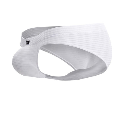 White xtremen 91210b microfiber briefs with a sleek contoured design made of ribbed cotton fabric