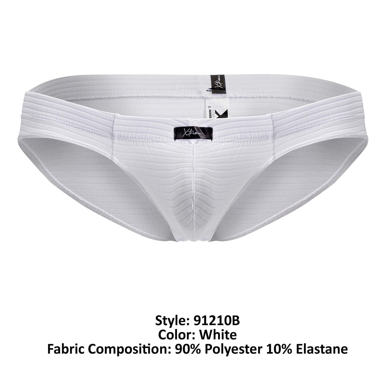 White xtremen 91210b microfiber briefs with ribbed texture and elastic waistband for comfortable support