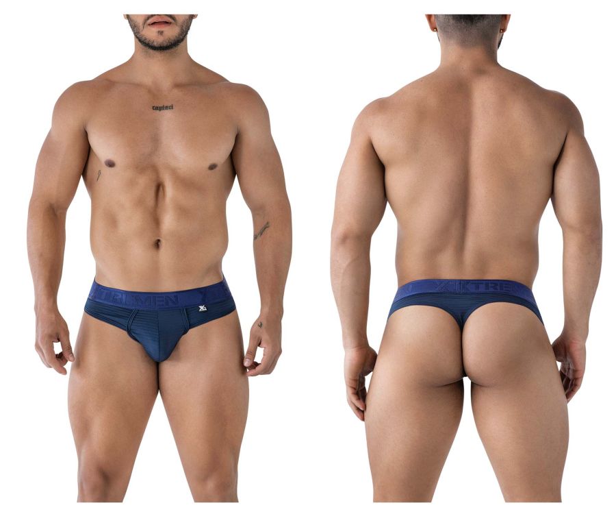 Navy blue Xtremen 91211B microfiber men’s briefs with subtle textured fabric and branded waistband visible from the back