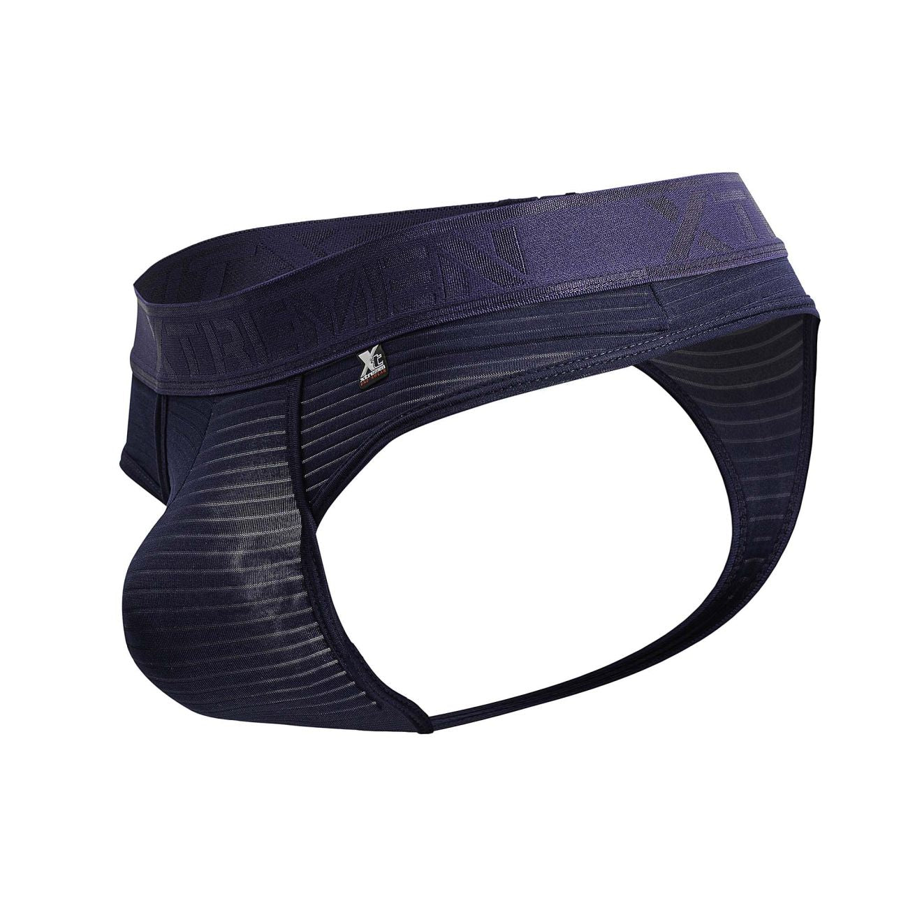 Dark navy blue men’s Xtremen 91211B microfiber briefs with ribbed fabric and elastic waistband featuring x logo