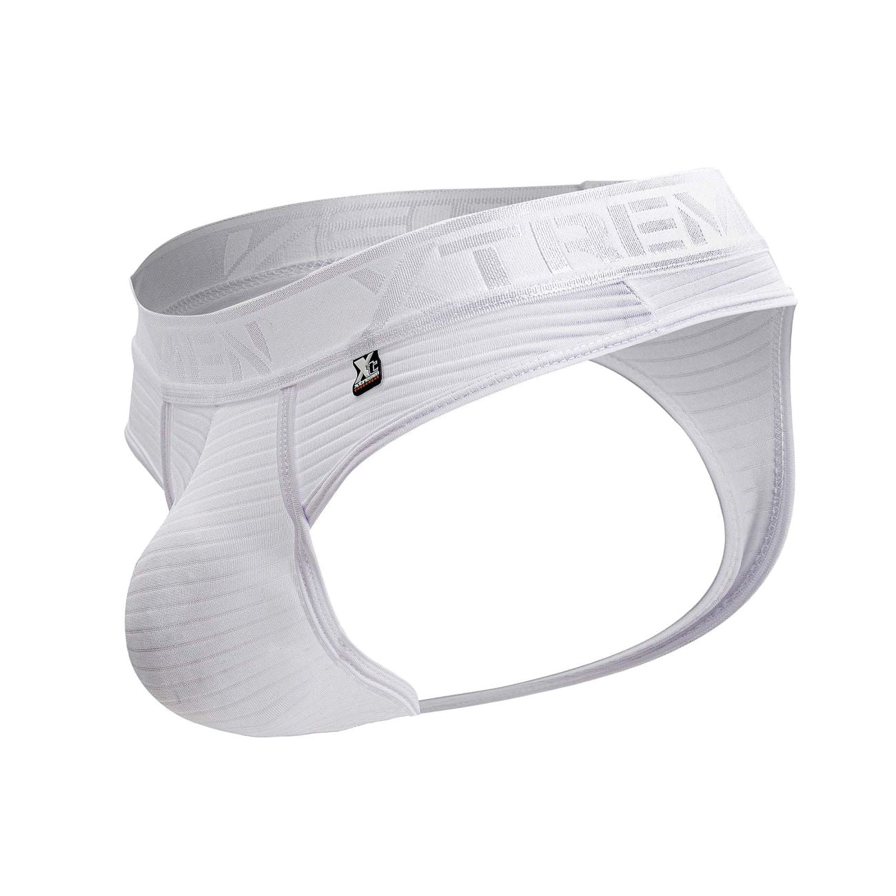 White xtreme men’s briefs with ribbed microfiber fabric and elastic waistband featuring xtreme logo