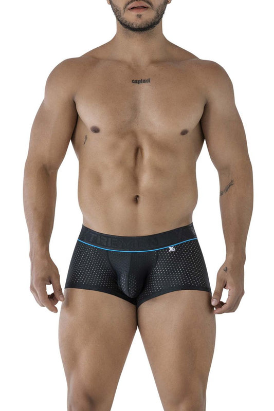 Black perforated microfiber briefs with blue trim and tapis waistband from xtremen 91212b trunks collection