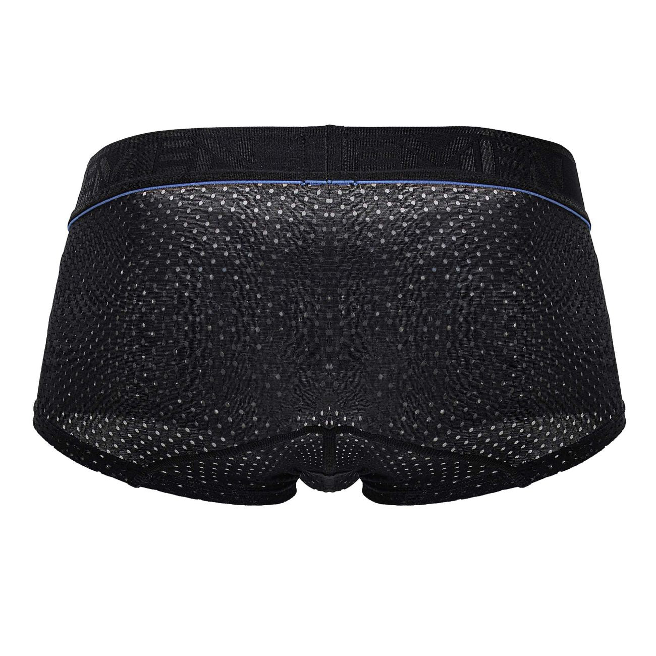 Xtremen 91212b microfiber trunks in black with black mesh briefs featuring a subtle perforated pattern and blue trim
