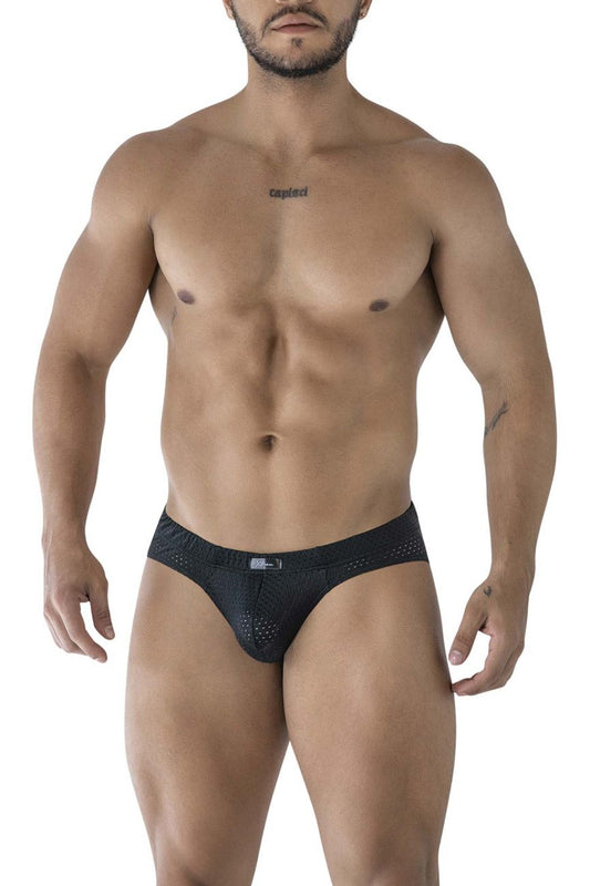Black xtremen 91213b microfiber briefs with mesh design and subtle logo on waistband