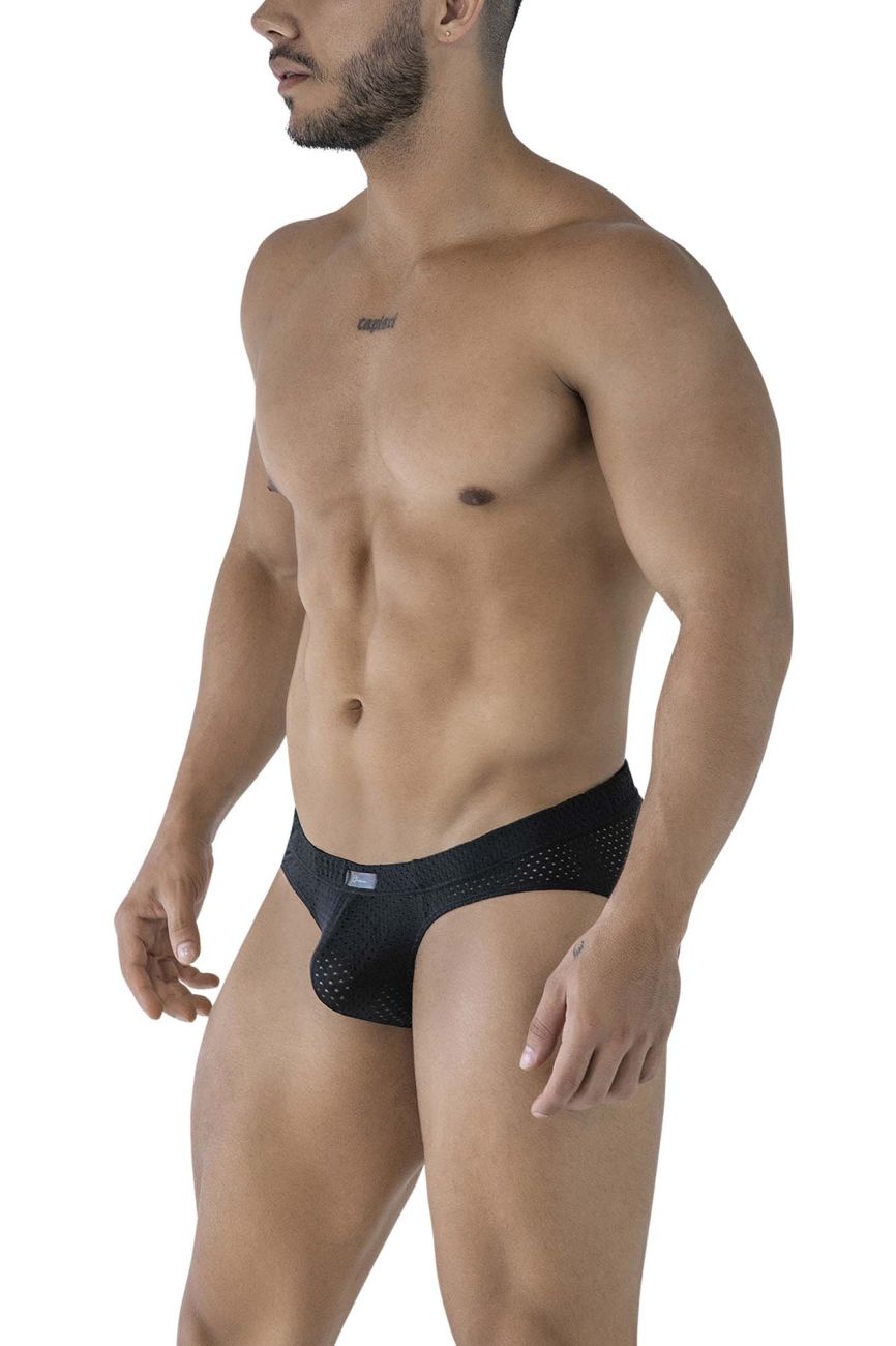 Xtremen 91213B black microfiber briefs with perforated sleek modern design for comfortable everyday wear