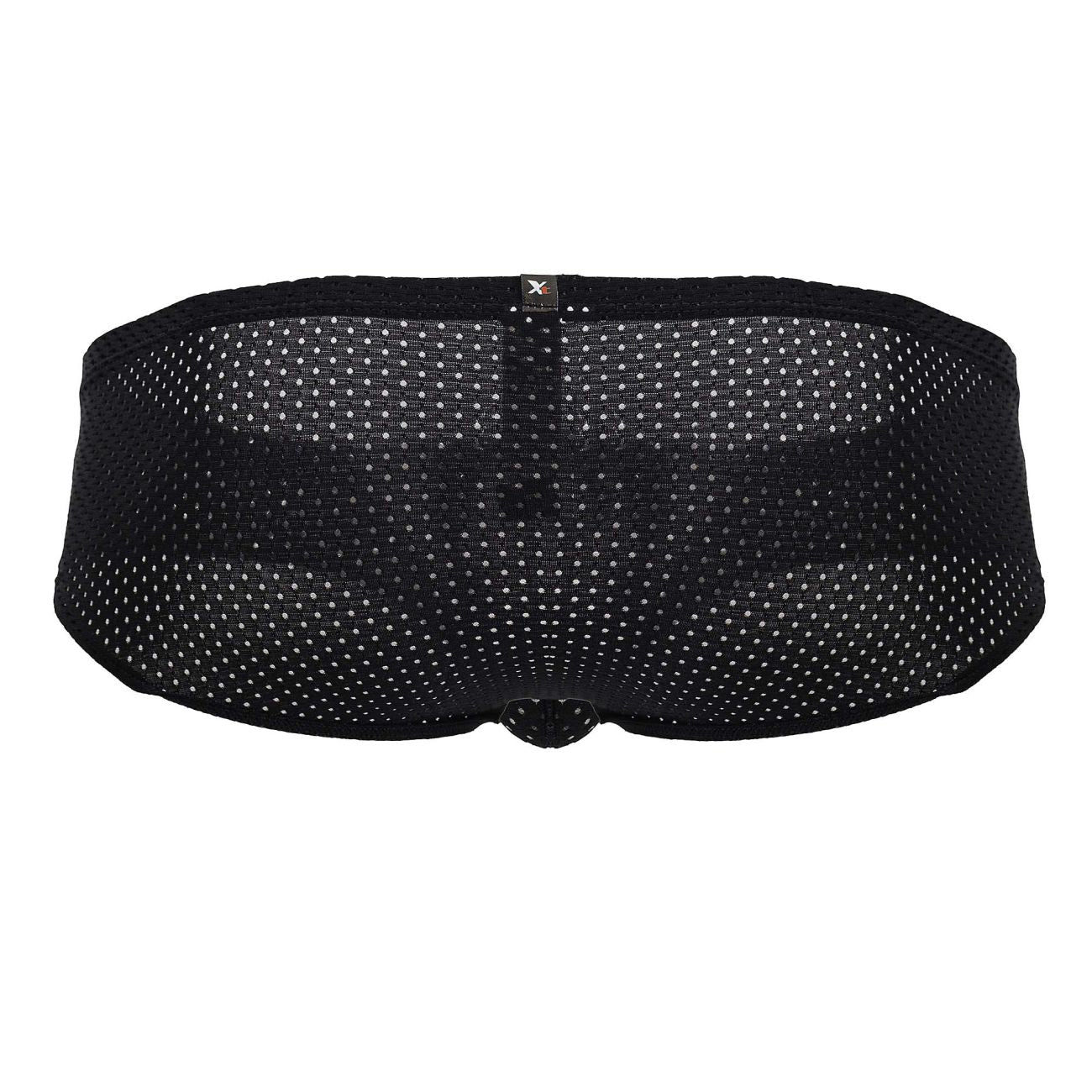 Black Xtremen 91213B microfiber briefs with mesh fabric, subtle white dot pattern, and small brand tag at waistband