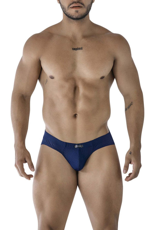 Navy microfiber men’s briefs xtremen 91213b with a subtle textured pattern along the waistband