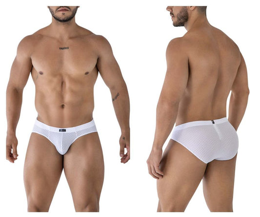 Xtremen 91213b white microfiber briefs with a subtle perforated pattern and minimalist mesh design