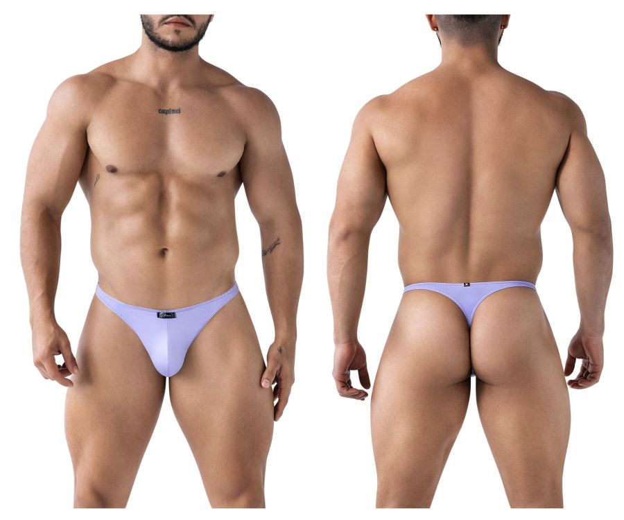 Lavender-colored microfiber thong with a small black logo on the front band xtremen 91217 microfibers