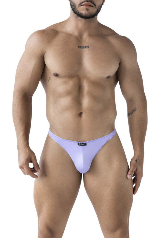 Light purple xtremen 91217 microfiber thong back view with sleek form-fitting design and small black brand tag