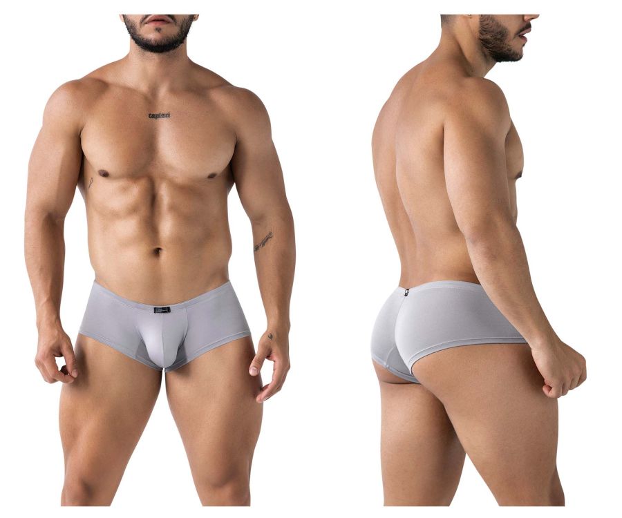 Gray xtremen 91219 microfiber trunks with smooth form-fitting design and subtle brand tag at the waistband