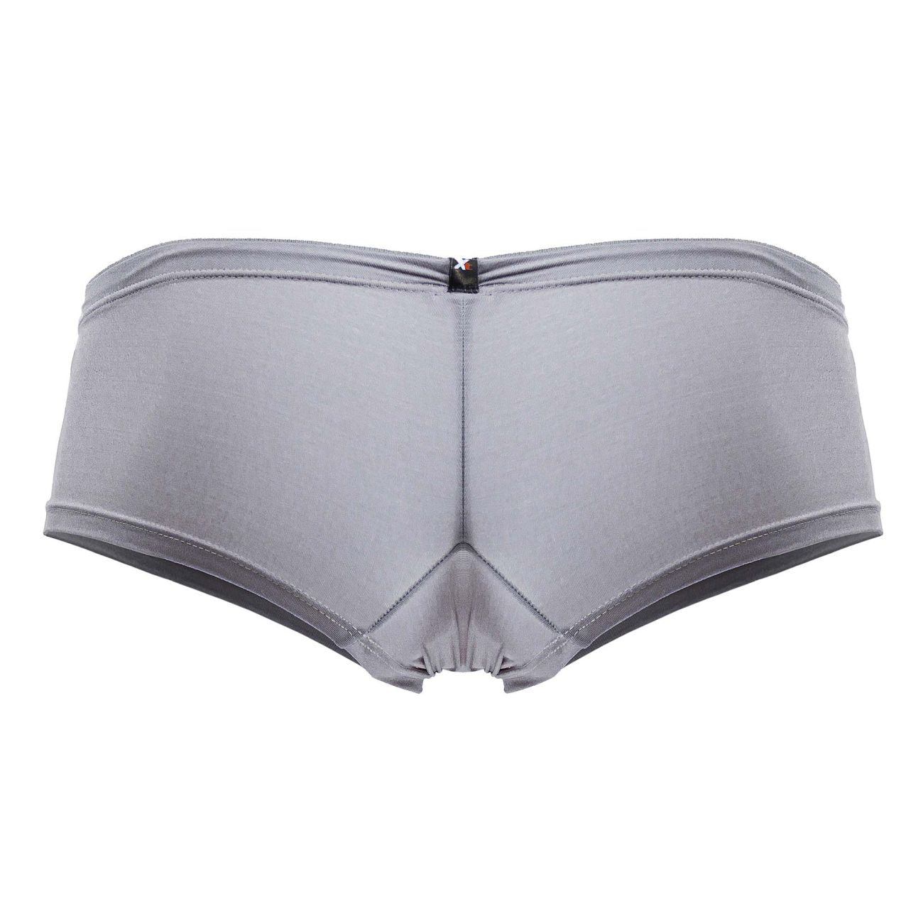 Gray xtremen 91219 microfiber trunks showing back side with smooth stretchy fabric and central zipper detail