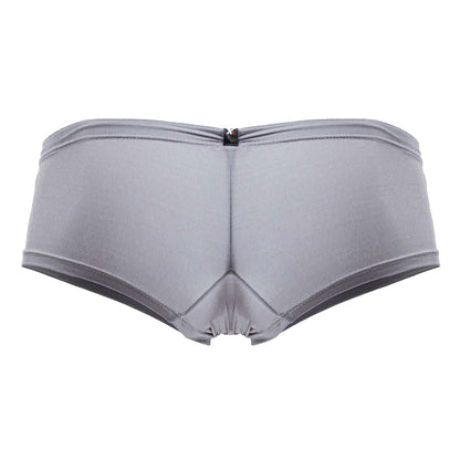 Gray xtremen 91219 microfiber trunks showing back side with smooth stretchy fabric and central zipper detail