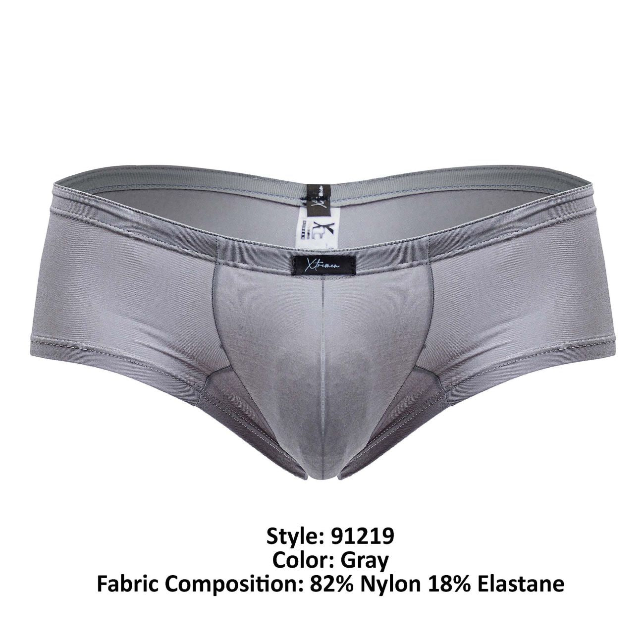 Gray xtremen 91219 microfiber trunks made of 82 nylon 18 elastane with a sleek form-fitting design and branded waistband