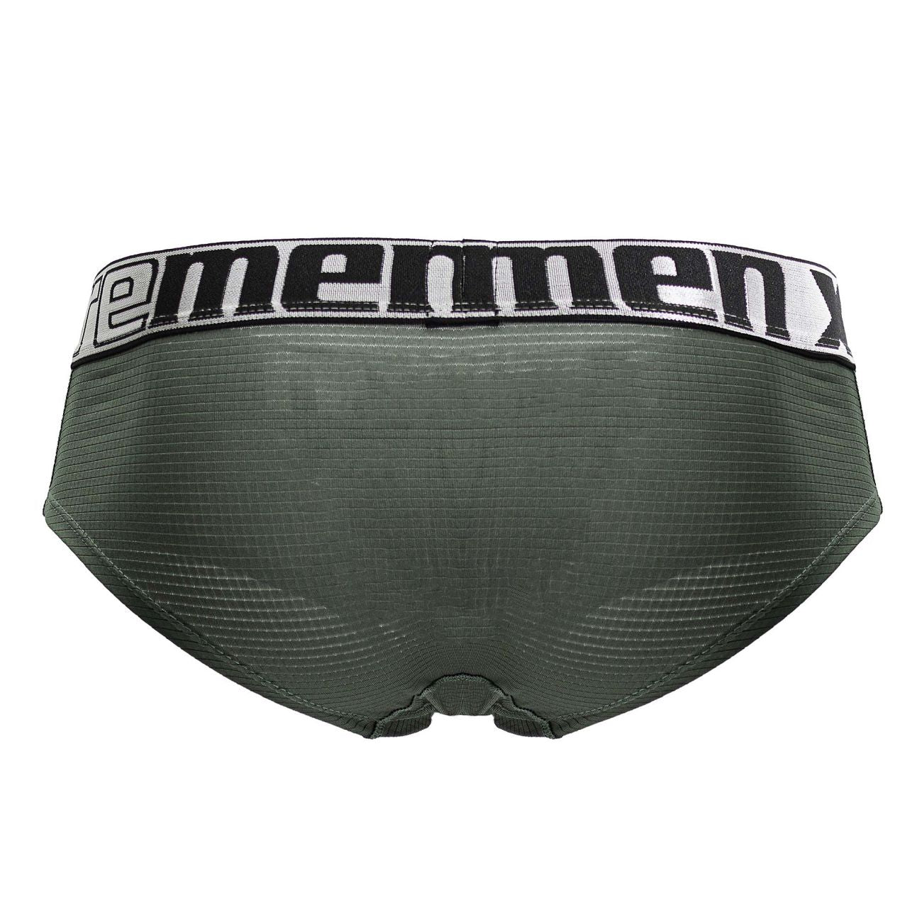 Olive green xtremen 91221 microfiber briefs with a black and white ememenx logo waistband for men