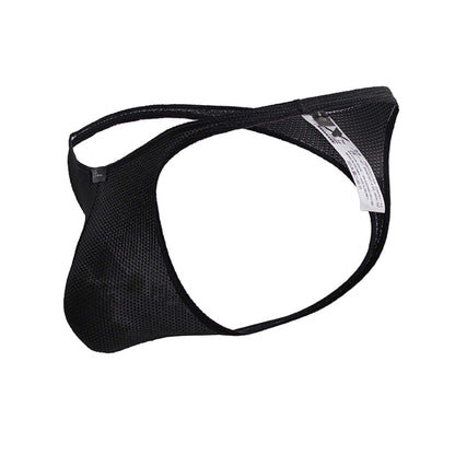 Black Xtremen 91223 microfiber thongs with sleek mesh briefs design and reinforced stitching along edges