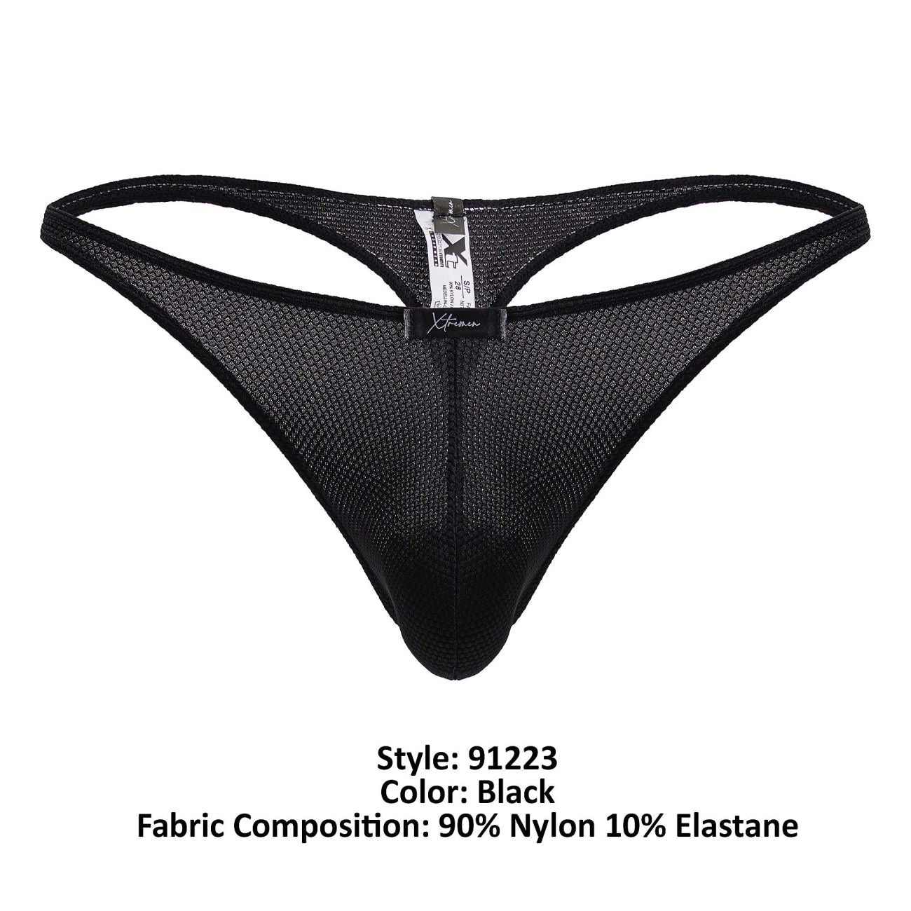 Black xtremen 91223 microfiber thong with sleek mesh design and reinforced waistband for comfortable fit