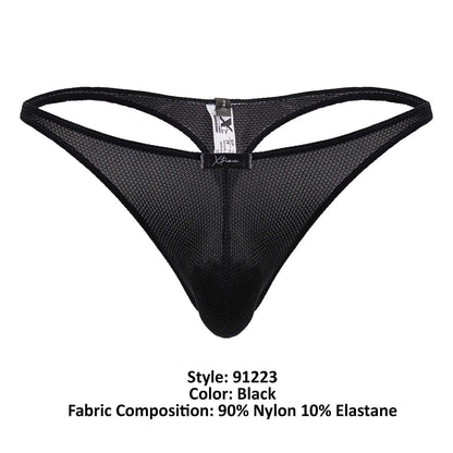 Black xtremen 91223 microfiber thong with sleek mesh design and reinforced waistband for comfortable fit