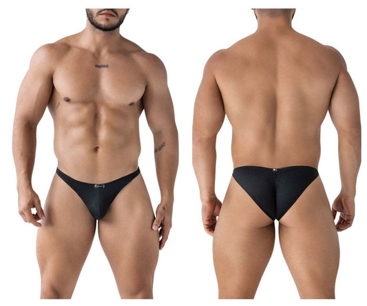 Black xtremen 91224 microfiber bikini briefs with subtle pattern and small front logo for comfortable everyday wear