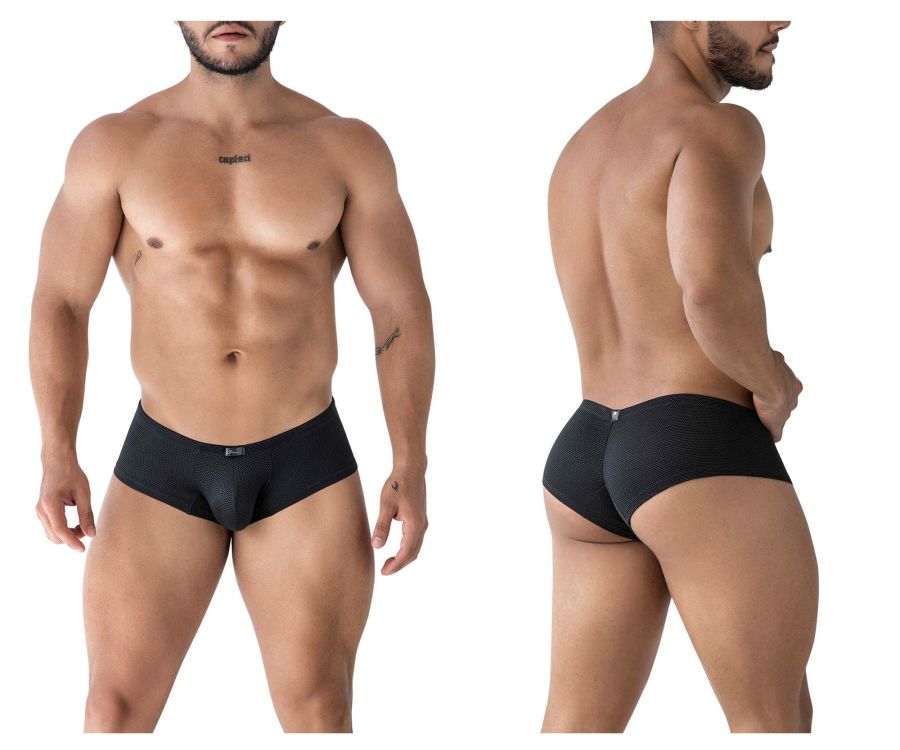 Black xtremen 91225 microfiber trunks with textured fabric subtle pattern and small brand logo on waistband
