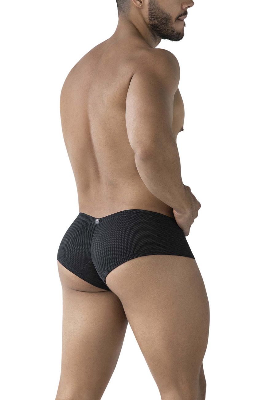 Black xtremen 91225 microfiber trunks with subtle pattern textured briefs and small brand tag on waistband
