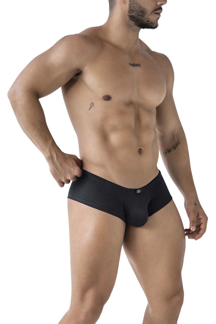 Black xtremen 91225 microfiber men’s briefs with subtle pattern and small logo on waistband