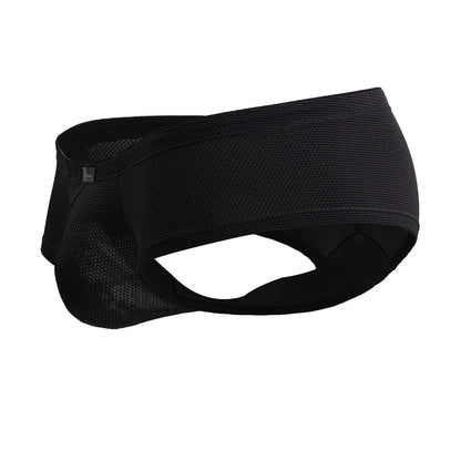 Xtremen 91225 black microfiber athletic support briefs with contoured design and reinforced mesh side panels