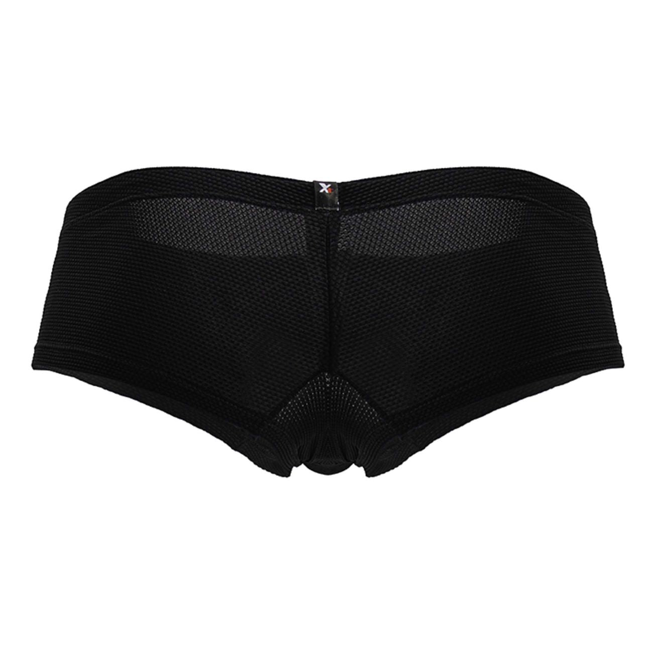 Black xtremen 91225 microfiber trunks with breathable textured mesh fabric and a small branded waistband tag