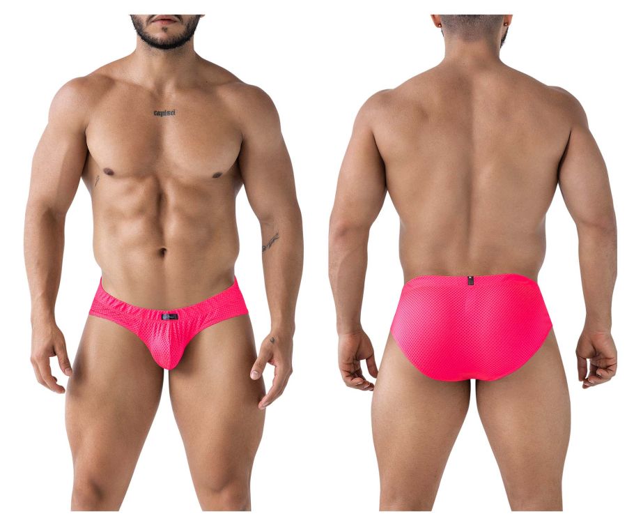 Xtremen 91227 microfiber briefs in fuchsia feature bright pink mesh with a snug, form-fitting design