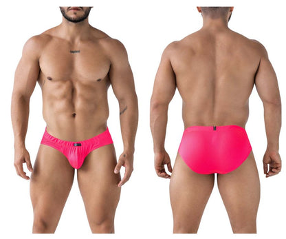 Xtremen 91227 microfiber briefs in fuchsia feature bright pink mesh with a snug, form-fitting design