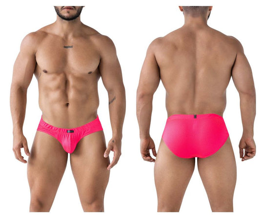 Xtremen 91227 microfiber briefs in fuchsia feature bright pink mesh with a snug, form-fitting design